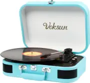 Record Player, Portable Bluetooth Vinyl Turntable with Built-In Stereo Speak...