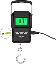 [BAEXUE] A27L/A27L-B (Optional) 75kg/10g Rechargable LCD Display Screen with Tapes Length Measure Function Electronic Hook Scale High Precisions Five Units Switch with Backlight