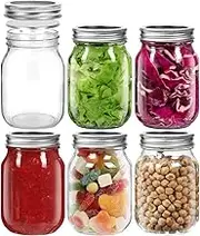 16 oz Clear Plastic Jars, 6 Pack Refillable Clear Plastic Storage Containers with Airtight Screw on Lid, Wide Mouth PET, Kitchen and Household Storage, Dishwasher Safe