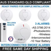 3 Pack Paired Wireless Interconnected Photoelectric Smoke Alarm 10-Yr Battery