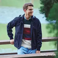 在飛比找momo購物網優惠-【NAUTICA】男裝 束扣連帽輕便防風防潑水外套(深藍)