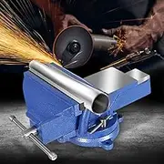 Traderight 8" Bench Vice Clamp Heavy Duty Cast Iron Workbench Vise Anvil Swivel Base Rotate 360°Jaw Grip 200mm,for Drilling, Pipe Cutting, Repairing Tools for Household DIY Working