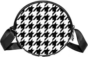 [FVQL] Round Crossbody Bag Purse Messenger Bag Shoulder Bag, houndstooth pattern