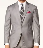 $270 Kenneth Cole Reaction Men's Gray Basketweave Blazer Suit Jacket Size 40S