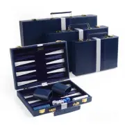 11Inch Backgammon Blue Sets Classic Board Game with Premium Leather Case Portabl