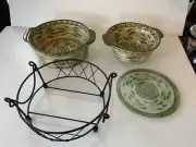 4 Piece Temptations Casserole Dishes 1 Quart, 1.5 Quart, Wire Rack,1 Trivet
