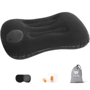 Inflatable Pillow Travel Air Pillow Eye Mask Earplugs Set for Neck Lumbar Back Head Support