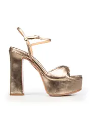 Gold Olie Plateau Heeled Platform Sandals