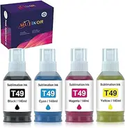 Mutikor T49M Compatible Sublimation Ink Replacements for T49M1 T49M2 T49M3 T49M4 Ink Refill Bottles for F170 F570 Printers (Black Cyan Magenta Yellow, 4-Pack