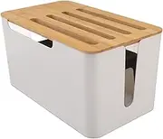 Wireless WiFi Router Storage Box, Power Strip and Cable Management Hider Rack, Wooden Router Shelf, Modem Router Cover Wood Shelf for Office Desktop Organizer Shelves