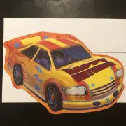 Vtg Happy Birthday Greeting Card! NEW! Yellow Orange Sporty Car “On Fast Track”