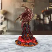 Red Dragon Standing on Volcano LED Light 10"H Figurine Home Decor Unique Gift