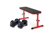 Powertrain 48KG Adjustable Dumbbell Set - Blue with Height-Variable Bench