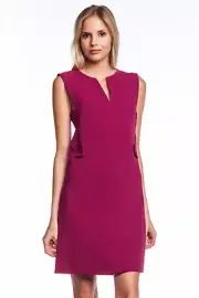 Rachel Roy Mini Mod Shift Dress GARNET Sleeveless Split Neckline 60's Wine NEW