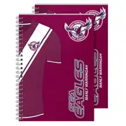 Manly Warringah Sea Eagles NRL Set of 2 Notebooks (A5 120 Page Notebook Notepad)