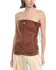 SIMKHAI Sasha Zip-Up Bustier Top 0 Brown