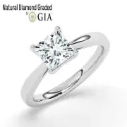 Princess Solitaire Natural Diamond Engagement Ring Platinum 0.75 Ct