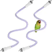 uxcell 2-Pack Rope Perches for Bird Cages, 31.5 in Length Comfort Grip Flexible Rope Perch Beak & Paw Grinding for Parrots/Cockatiels/Parakeets, Bird Platform Sand [Purple]