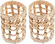 BIUDECO 2Pcs Decorative Weaving Cup Insulator Sleeve Stylish Flower Vase Covers for Bottles Cups Insulated Mugs Non Slip Heat Cold Protection Home