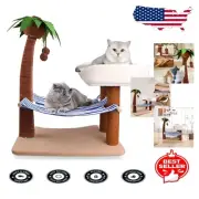 Tri-Zone Cat Scratching Post with Hammock - 29.5 Inch Perch for Small Breeds
