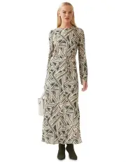 [Oxford] Alannah Geo Print Dress in Olive