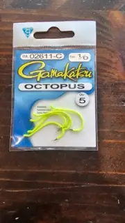 Gamakatsu | St#.02611-C | Octopus Hook | Size 1/0 | Barbed Needle Point |