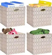 Posprica Storage Bins, Storage Cubes,13×13 Fabric Drawers Organizer Basket Boxes Containers, Cream, 13''/4pcs