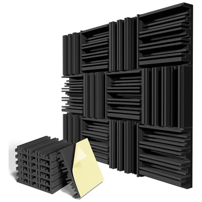 12 Pack 12x12x2Inch Acoustic Foam Wall Soundproofing Panels Black J2E68509