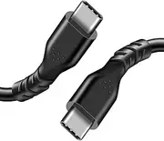 Fasgear USB C to USB C Short Cable - 1 Pack 1ft/0.3m 3A Fast Charging 60W USB 2.0 Type-C PD Cable Compatible with Google Pixel 6,Galaxy S22 S21, i-Pad Air/Mini 2022,Mac-Book Air,Chromebook (Black)