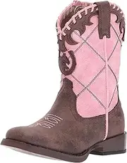 [Tin Haul] ROPER Infant Girls Cowbaby Lacy Checkered Square Toe Casual Boots Mid Calf - Brown