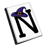 Letter N Witches Wizard Hat Passport Holder Cover Case Witch Halloween Alphabet