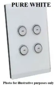 Clipsal C-BUS SATURN WALL SWITCH 4-Buttons, Glass Fascia, Flush Mount PURE WHITE