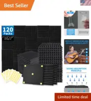 1" x 12" x 12" Acoustic Foam Panels with 600 Adhesive - Perfect for Home Offices