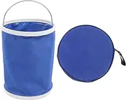 Foldable Bucket 13L Large Capacity Portable Collapsible Water Container Oxford Cloth PVP Coating for Camping Car Wash Outdoor Blue