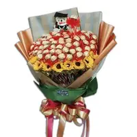 在飛比找PChome商店街優惠-娃娃屋樂園~60顆豪華金莎花朵+10朵向日葵芬香抽取式花束(
