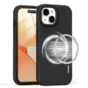 ZUSLAB for Apple iPhone 15 Plus MagSafe Case Liquid Silicone Anti-Scratch Gel Rubber Shockproof Protective Magnetic Cover (2023) - Black