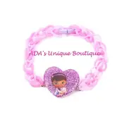 Disney Doc McStuffins Bracelet Purple Loom Rubber Band Bracelet Lambie Heart New