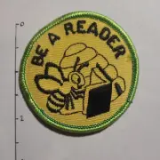 Vintage Girl Scout Patch~Be A Reader~Round Bee, Hive and Book 1990s