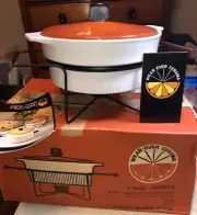 MCM NEW Wear-Ever 2 Quart Ceramic Casserole Warmer Set Bitter Orange 38914