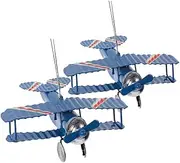 Tofficu 2pcs Vintage Airplane Model Iron Craft Home Decor Durable Plane Ornament for Dining Table Office Bedroom Unique Retro Biplane Tabletop Decoration