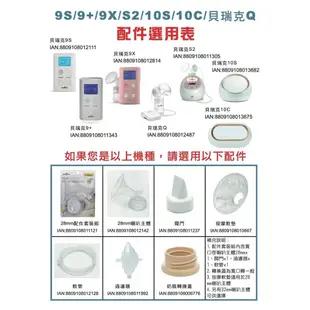 貝瑞克吸乳器配件 鴨嘴 閘門 軟管 止流閥 喇叭罩  適用於9+/9X/掌上Q/10C/10S/S2【公司貨】小鼠的窩🌸