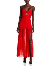 Nookie Monroe Cutout Sheer Hem Gown