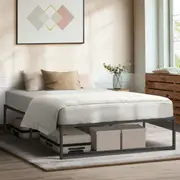 Oikiture Metal Bed Frame Double Size Bed Base Black