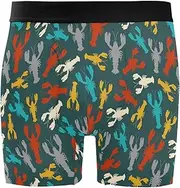 [ZZXXB] Colorful Lobster Mens Boxer Briefs Stretch Breathable Underwear Fly Front with Pouch S-XXL