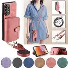 For Samsung Galaxy A15/A05/A35/A14/A54 Crossbody Card Wallet Case Zipper Purse