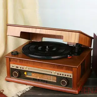 【台灣公司保固】恒信經典復古留聲機黑膠唱片機老式電唱機cd機復古收音機藍牙音箱