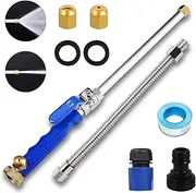 High Pressure Power Washer Wand, Watering Sprayer Cleaning Tool, Upgraded Hydro Water Hose Nozzle with 2 Different Nozzles, Quick Connect FlexibleWand Lance for Gutter Patio Car Pet Window （blue）