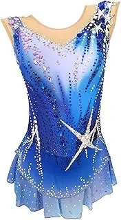 [JoyCan] Blue Sleeveless Figure Skating Dress for Girls and Women Breathable and Comfortable