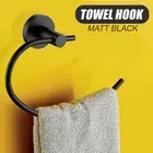SUS304 Matt Black Round Towel Hook Single Towel Rail Wall Mounted Rack
