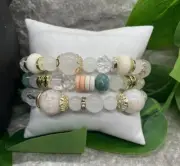 3 PC Handmade Bohemian Beaded Stackable 7” Plus Stretch Bracelet Set New B1671